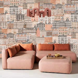 Cite de Europe Wallpaper, Peel & Stick und Traditionelle Tapete, Designer Tapete, Vintage Gebäude Tapete, Stadt Gebäude Wandbild,