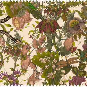 Elysian Botanical Fabric, Designer Fabric, Velvet Fabric | Material, Organic | Waterproof Canvas Fabric, Floral | Snake | Moth Fabric image 2