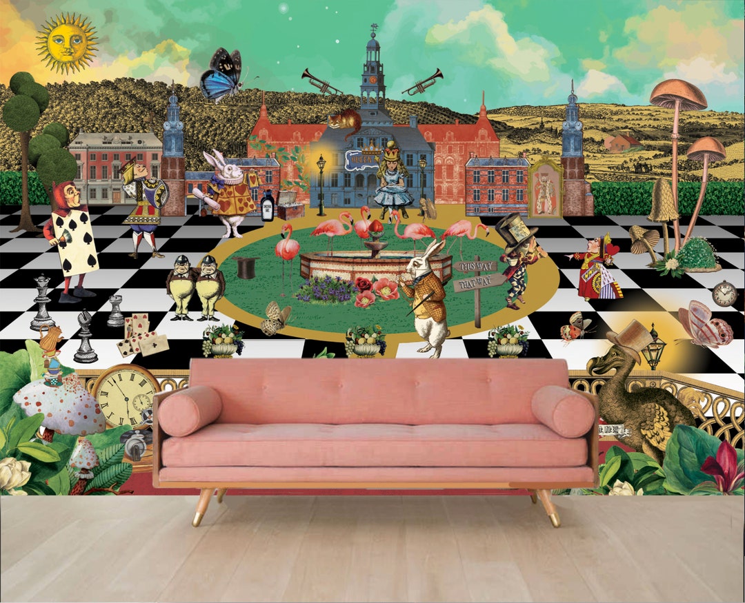 Alice in Wonderland Wallpaper Mural Peel & Stick and - Etsy