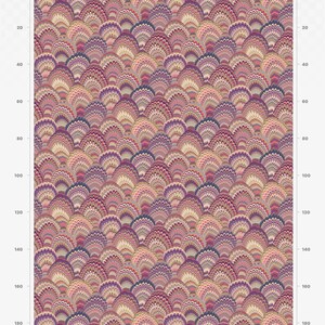 K&ouml;nnte beinhalten: Ein sich wiederholendes Muster aus bunten, &uuml;berlappenden, halbkreisf&ouml;rmigen Formen. Das Muster besteht aus Schattierungen von Rosa, Rot, Lila, Blau und Beige. Das Muster ist 200 cm x 140 cm gro&szlig;.