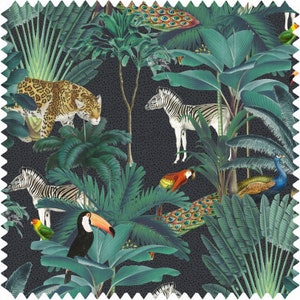 Tropical Jungle Fabric, Palm Tree Fabric, Leopard | Zebra | Peacock Fabric, Velvet Fabric, Waterproof Material, Organic Fabric, Eco Material