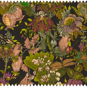 Elysian Botanical Fabric, Designer Fabric, Velvet Fabric | Material, Organic | Waterproof Canvas Fabric, Floral | Snake | Moth Fabric zdjęcie 2