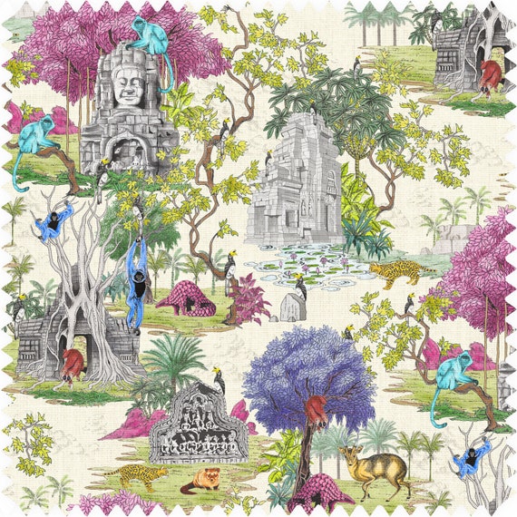 Ta Prohm Fabric, Tropical Jungle Fabric, Monkey Fabric, Velvet Fabric | Material, Organic | Waterproof Canvas Fabric, Leopard Fabric