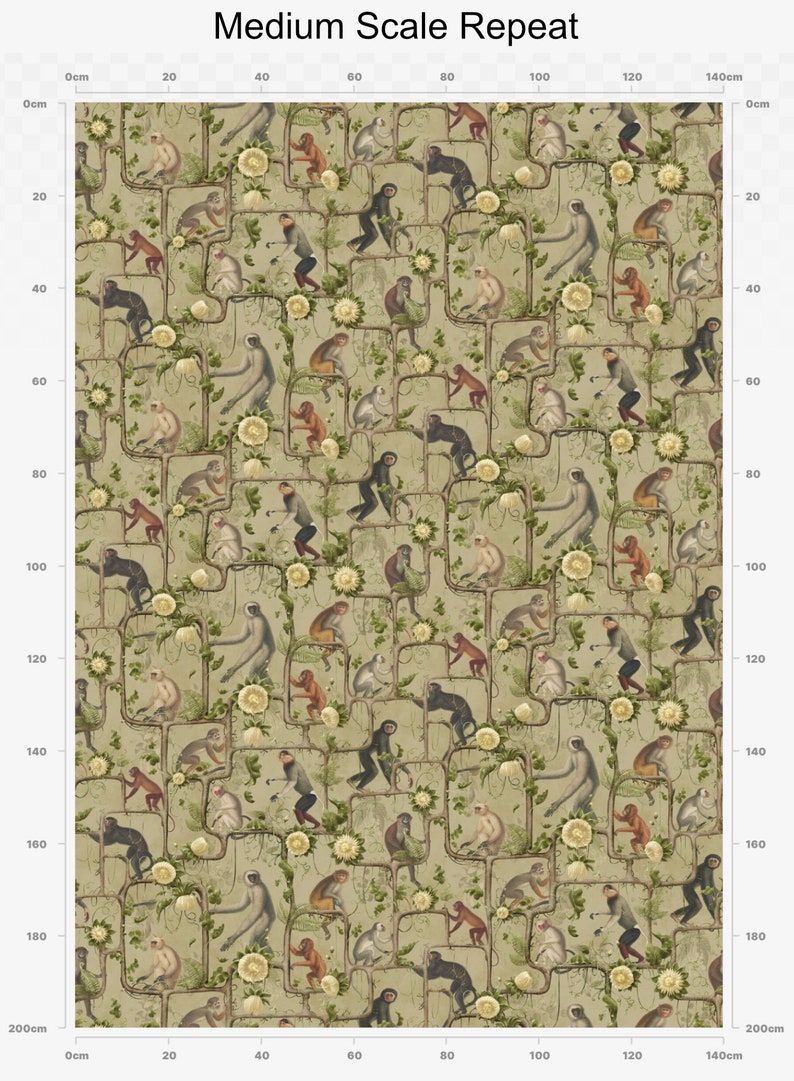 Monkey Pattern Material Monkey Trellis Fabric, Vintage Monkey Fabric, Velvet Fabric | Material ...