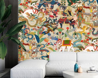 Maximalist Wallpaper, Oriental Wallpaper, Peel & Stick and Traditional Wallpaper, Japanese Wallpaper, Egyptian Wallpaper
