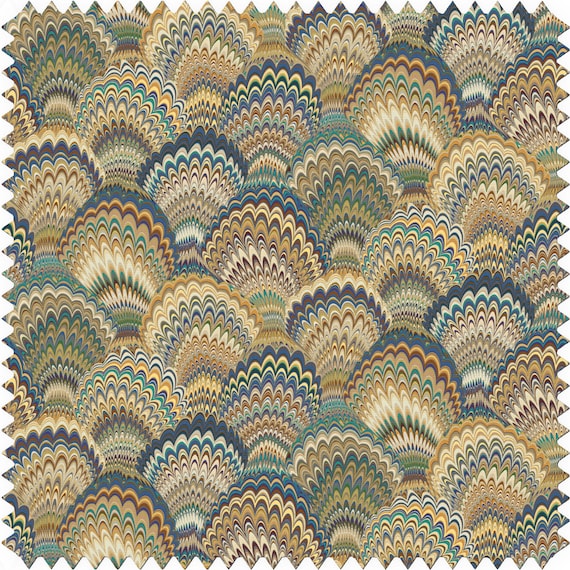 Marbled Feather Fabric, Ink Marbling Fabric, Fan Fabric, Scallop Fabric, Velvet Material, Organic | Waterproof