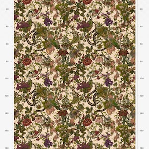 Elysian Botanical Fabric, Designer Fabric, Velvet Fabric | Material, Organic | Waterproof Canvas Fabric, Floral | Snake | Moth Fabric zdjęcie 9