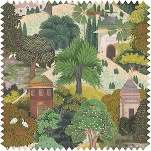 An Indian Summer Fabric, Scenic | Trees Fabric, Ethnic Velvet Fabric | Material | Landscape | Waterproof | Upholstery | Textiles | Designer