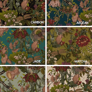 Elysian Botanical Fabric, Designer Fabric, Velvet Fabric | Material, Organic | Waterproof Canvas Fabric, Floral | Snake | Moth Fabric zdjęcie 7