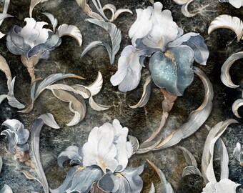 The Goddess Iris Fabric, Iris Floral Fabric, Velvet Fabric | Material | Organic | Waterproof Canvas Fabric | Upholstery | Textiles