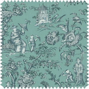 Imperial Dynasty Chinoiserie Toile Fabric, Oriental Fabric, Chinese Fabric, Upholstery Fabric, Velvet Fabric | Material, Organic, Waterproof