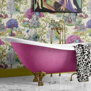Ta Prohm Wallpaper Mural, Peel & Stick and Traditional Wallpaper, Tropical Jungle Wallpaper, Monkey Wallpaper, Designer Wallpaper