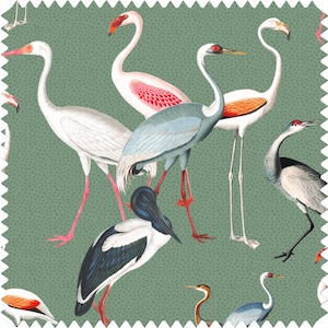 Exotic Bird Fabric, Flamingo Fabric, Crane Fabric, Heron Fabric, Velvet Fabric, Waterproof Material, Organic Fabric, Eco Material