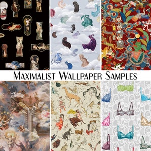 Maximalist Wallpaper Beispiele | Abnehmbare Tapete Muster | Muster einer Tapete abziehen und aufkleben | Maximalistisches Dekor