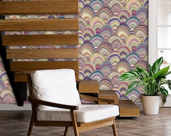 Ink Marbling Feather Wallpaper, Peel & Stick and Traditional Wallpaper, Removable Designer Wallpaper