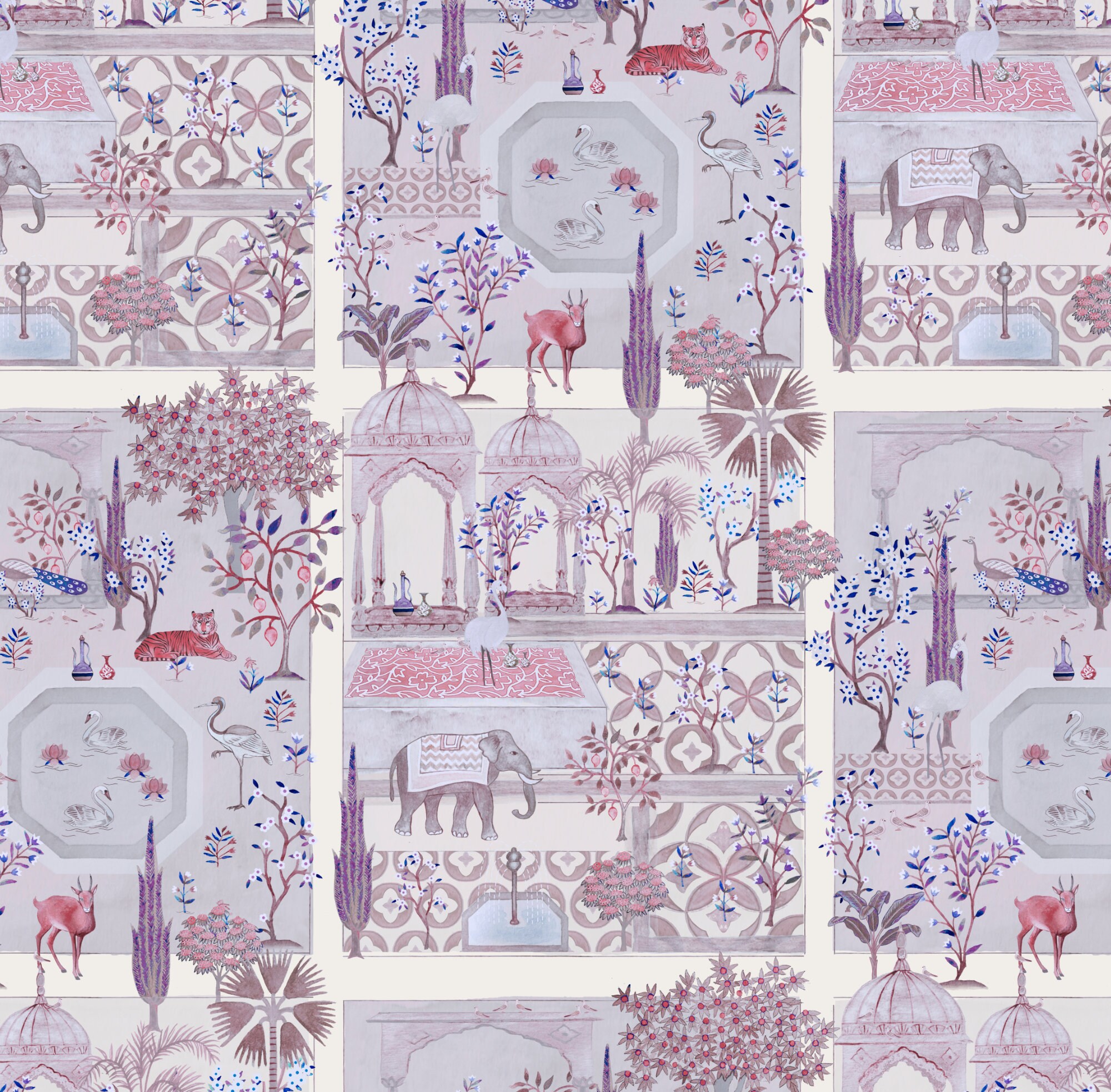 Mughal Gardens Wallpaper Mural, Peel & Stick Wallpaper and Traditional ...