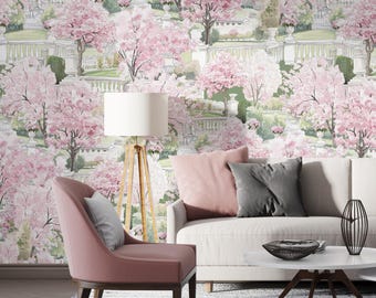 Victorian Park Tree Wallpaper Mural, Peel & Stick and Traditional Wallpaper, Classical Wallpaper, Heritage Wallpaper, Removable Wallpaper