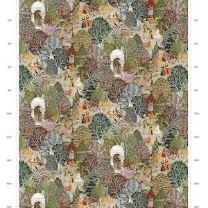 Indian Forest Fabric, Vintage Mughal Fabric, Trees Fabric, Designer Fabric, Peacock | Tiger Upholstery | Waterproof | Organic | Eco Fabric imagen 8