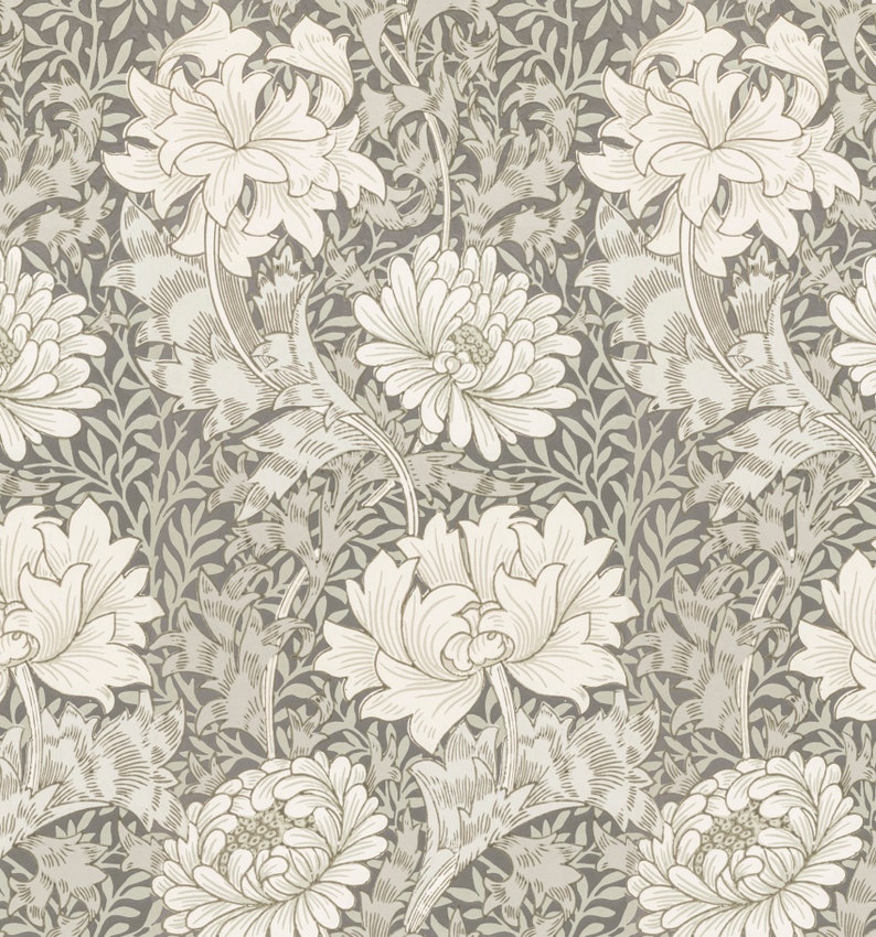 William Morris Chrysanthemum Toile Wallpaper, Peel & Stick and Traditional Wallpaper, Vintage Wallpaper, Art Nouveau Wallpaper, Removable image 4