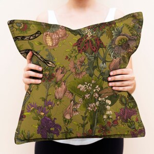 Elysian Botanical Fabric, Designer Fabric, Velvet Fabric | Material, Organic | Waterproof Canvas Fabric, Floral | Snake | Moth Fabric zdjęcie 6