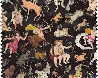 Celestial Fabric, Star Fabric, Astrology Fabric, Clouds Fabric, Designer Fabric, Vintage Velvet Fabric