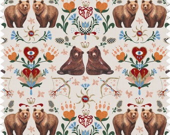 Bear Love Fabric, Children's Fabric, Velvet Fabric | Material | Nursery Fabric | Waterproof Canvas | Upholstery | Textiles