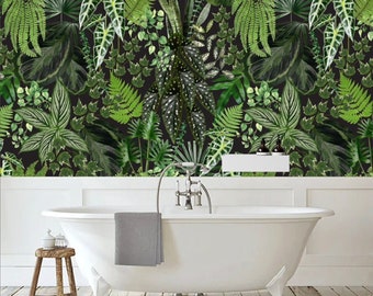 Living Wall Mural, Peel & Stick and Traditional Wallpaper, Designer Wallpaper Mural, Tropical Wallpaper Nature Mural, Leaves Mural, Eco