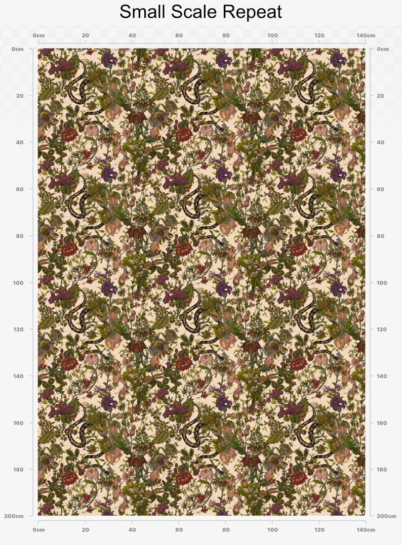 Elysian Botanical Fabric, Designer Fabric, Velvet Fabric | Material, Organic | Waterproof Canvas Fabric, Floral | Snake | Moth Fabric zdjęcie 8