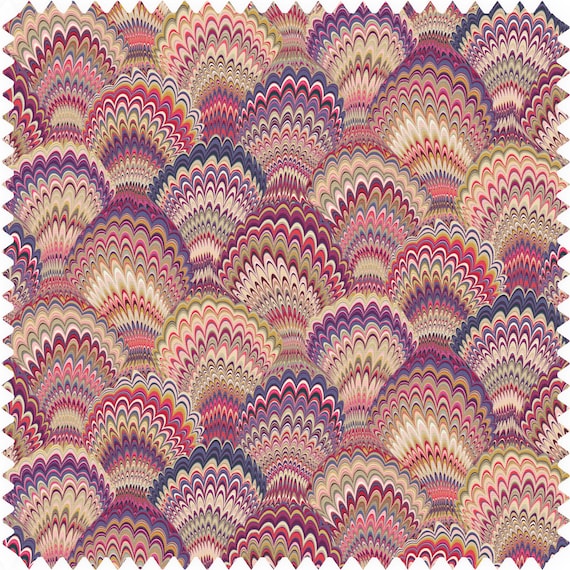 Marbled Feather Fabric, Ink Marbling Fabric, Fan Fabric, Scallop Fabric, Velvet Material, Organic | Waterproof