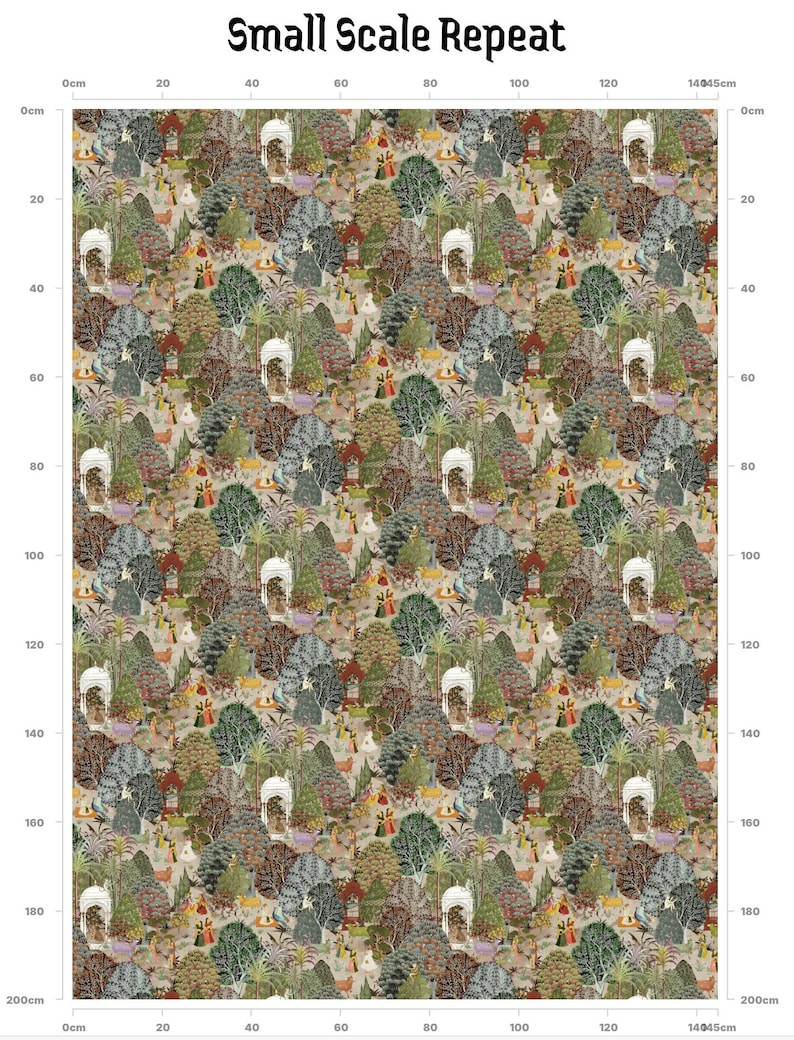 Indian Forest Fabric, Vintage Mughal Fabric, Trees Fabric, Designer Fabric, Peacock | Tiger Upholstery | Waterproof | Organic | Eco Fabric imagen 6