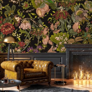 Elysian Botanical Wallpaper Mural, Peel & Stick Wallpaper and Traditional Wallpaper, Floral Wallpaper, Removable Designer Wallpaper