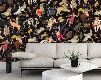 Astrological Star Sign Wallpaper, Zodiac Celestial Wallpaper, Peel & Stick Wallpaper, Mythology Wallpaper, Astrology Astronomy Wallpaper