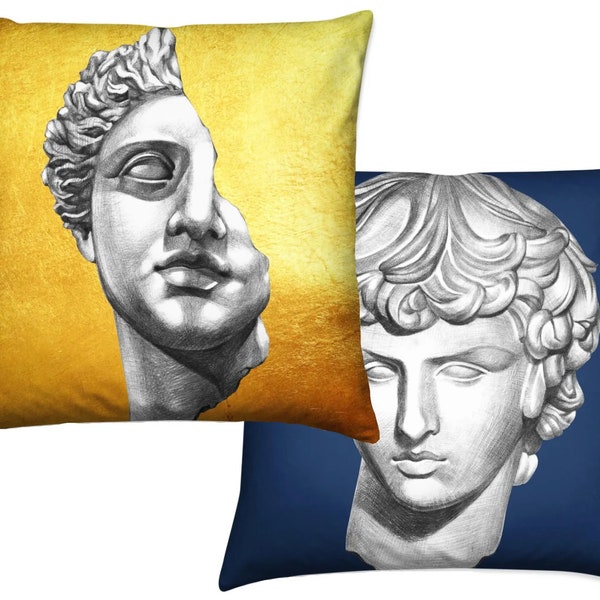 Coussin de tête de statue, Oreiller grec, Coussin romain, Coussin Aphrodite, Coussin en coton biologique, Coussin orchidée, Oreiller en daim