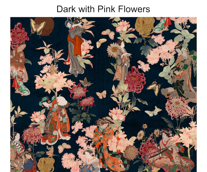 Tapeta japońska Ikigai, tapeta samoprzylepna, tapeta gejsza, tapeta chinoiserie, designerska tapeta orientalna, tapeta zdejmowana zdjęcie 5