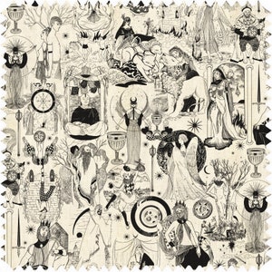 Tarot Fabric, Mystical Fabric, Monochrome Fabric, Velvet Fabric, Waterproof Material, Organic Fabric, Eco Material, Vintage Fabric