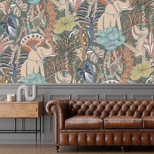 Endangered Animals Wallpaper Mural, Peel & Stick and Traditional Wallpaper, Tropical Mural, Jungle Leopard Wallpaper, Removable Wallpaper