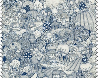Country Toile Fabric, English Country Cottage Linen Fabric, Upholstery Fabric, Velvet Fabric, Designer, Organic | Waterproof Canvas Fabric