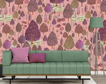 Indian 'Pichwai' Trees Wallpaper, Peel & Stick Wallpaper, Traditional Wallpaper, Indian Art Wallpaper, Removable Wallpaper for Renters