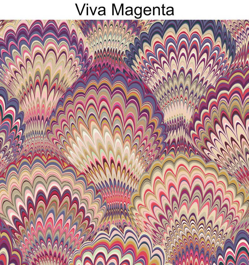 K&ouml;nnte beinhalten: Abstrakter digitaler Kunstdruck mit einem wirbelnden Muster aus &uuml;berlappenden, bunten, geschwungenen Linien in den Farben Pink, Lila, Blau, Gelb und Braun. Das Muster &auml;hnelt einer Reihe von &uuml;berlappenden Bl&uuml;tenbl&auml;ttern.