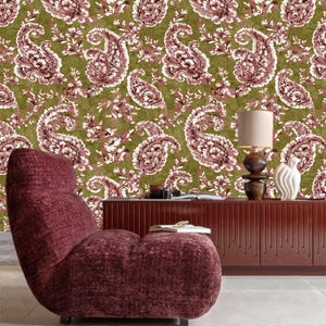 Indian Paisley Wallpaper, Peel & Stick and Traditional Wallpaper, Vintage Wallpaper, Boho Wallpaper, Designer Wallpaper, Ethnic Wallpaper