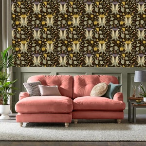 China Rose Art Nouveau Wallpaper, Peel & Stick and Traditional Wallpaper, Hibiscus Wallpaper, Boho Floral Wallpaper, Designer Wallpaper