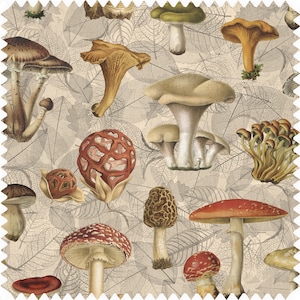 Mushroom Fabric, Leaves Fabric, Botanical Fabric, Nature Fabric, Velvet Fabric, Waterproof Material, Organic Fabric, Eco Material