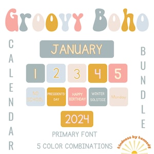 Calendrier de classe Groovy Boho avec météo et comptage des jours