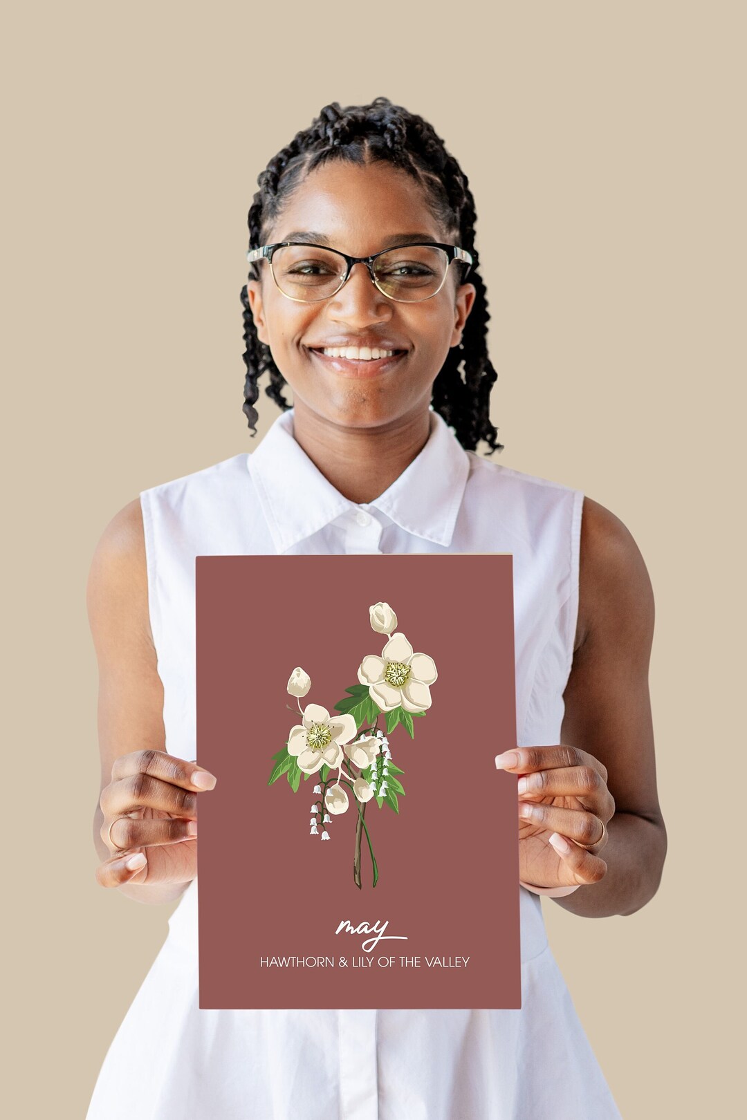 Birth Month Flowers, Birth Flower Print, Gift for May Birthday, Birth