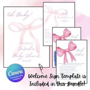 Panneau de bienvenue et modèles de papier pour baby shower | Grand-millénaire | Prédictions, jeux et cartes conseils pour bébé fille | Personnalisez instantanément