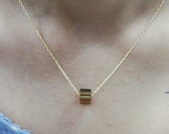 Handmade Sultanite Cube Necklace: Gold Plated 925 Sterling Silver Chain