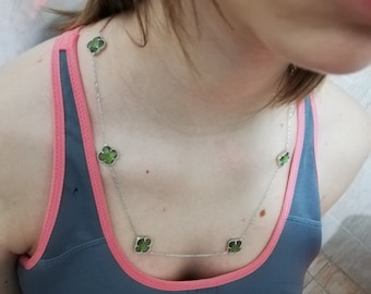 Handmade Sultanit  Necklace ,7 Leaves,White Gold Plated, Color Changing,Turkish Diaspore,925 Sterling Silver,Gift For Wife