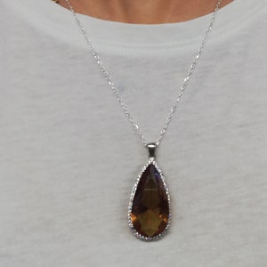 Handmade Sultanit, Large Necklace, Silver Chain,30x20MM,Color Changing,Turkish Diaspore. ,925Sterling Silver