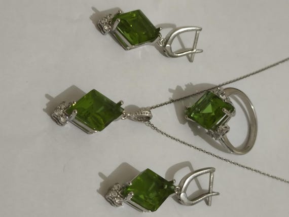 Zultanite Silver Jewelry Set | Color Changing Stone Necklace, Earrings & Ring | 925 Sterling Silver Turkish Handmade - View #10