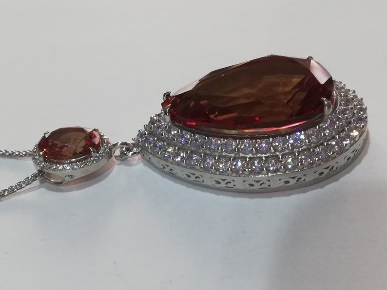 Color Changing,Turkish Diaspore,925 Sterling Silver,Stone Size4 CM *3.5CM,48 Inch Handmade Sultanite,Very Big Necklace Silver Chain,26gr